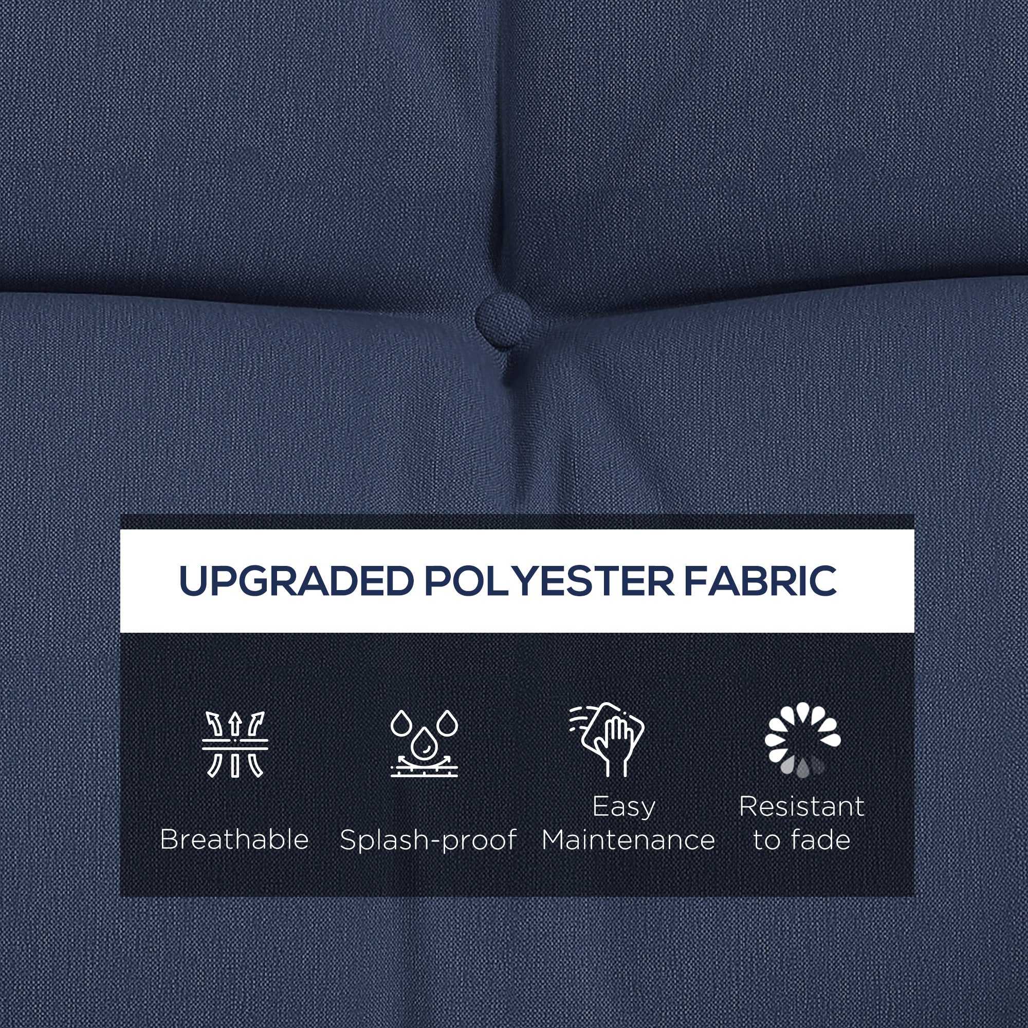 59" Tufted Bench Cushions & Throw Pillows, Replacement Bench Seat Pad, Back & 2 Pillows for Outdoor Furniture, Navy Blue