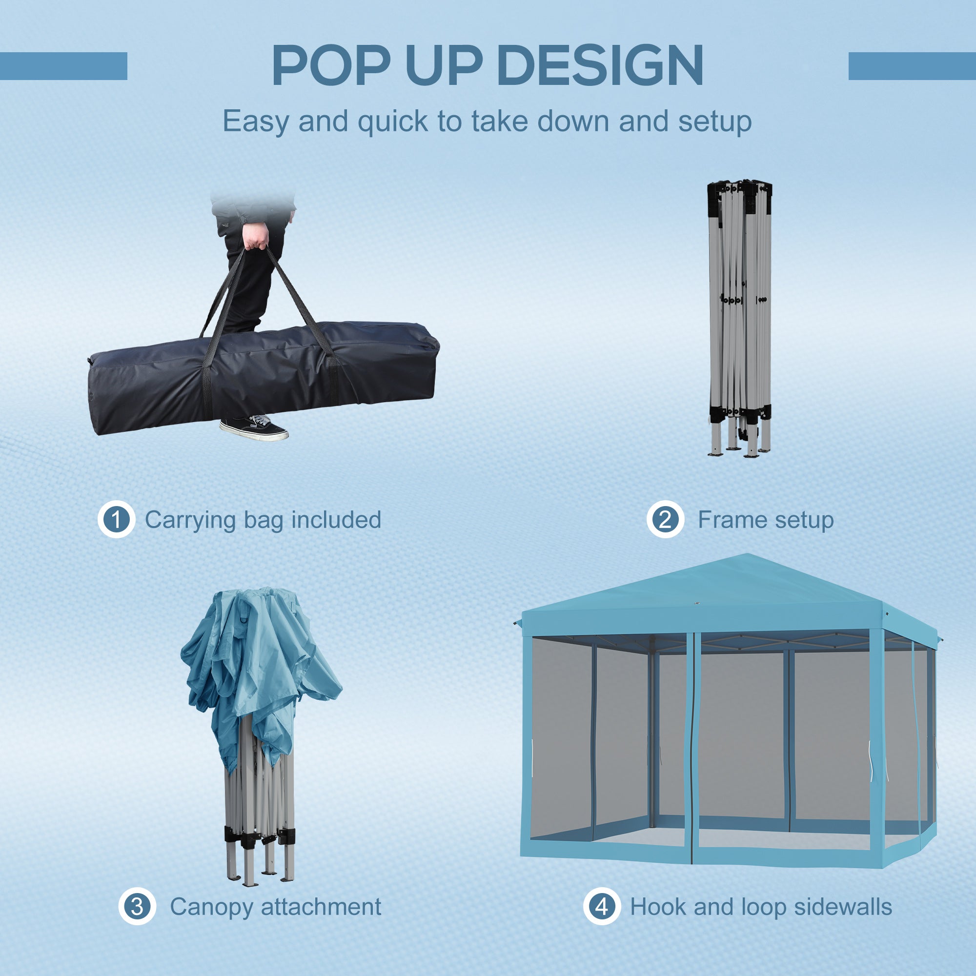 10 x 10 Pop Up Canopy Tent, Outdoor Patio Gazebo with Netting, Carry Bag Included