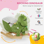Rocking Horse, Ride on Dinosaur w/ Seat Belt, 32 Songs & Hand Puppet for 18-36 Months, Green