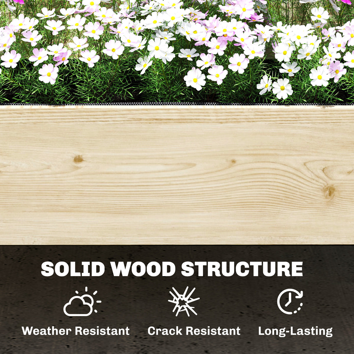 2-Tier Raised Garden Bed with Trellis, Elevated Planter Box for Climbing Plants, Natural