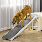 Dog Ramp Foldable with Non-slip Carpet Top Platform, Gray, White
