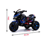 3-Wheel 12V Kids Electric Ride-On Motorcycle with Training Wheels and Headlight, Motorbike with MP3/USB, 43.5'' L x 23.5'' W x 29'' H, Blue