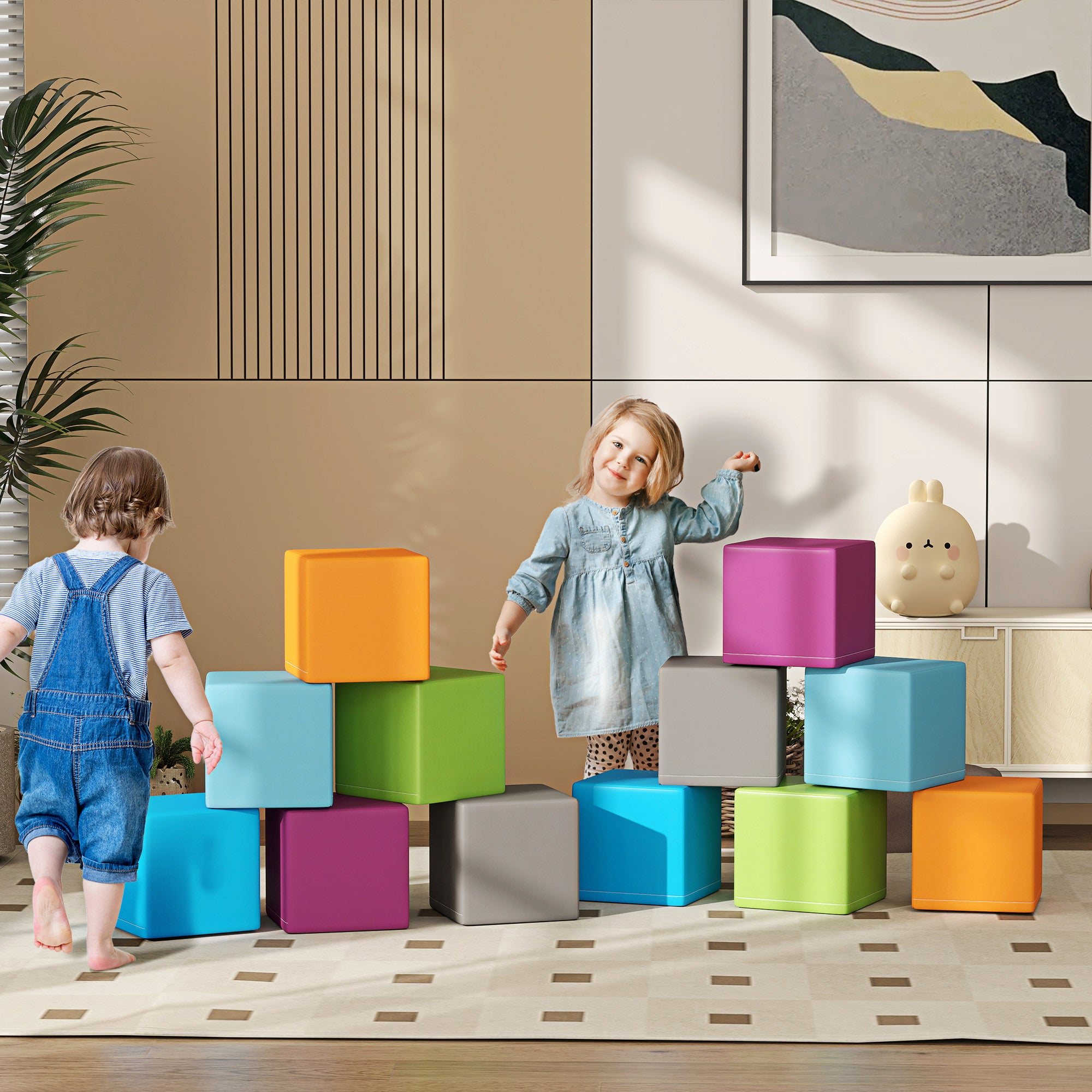 12 Piece Soft Play Blocks Soft Foam Toy for Toddler, Contemporary