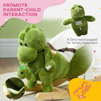 Rocking Horse, Ride on Dinosaur w/ Seat Belt, 32 Songs & Hand Puppet for 18-36 Months, Green