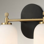 Vortex Two Lights Vanity Wall Sconce with White Frosted Glass, Traditional Style for Over Bathroom Mirror, 10.5" L x 5.5" W x 10" H, Gold+White