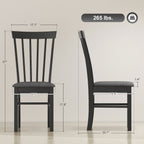Wooden Dining Chairs Set of 4, Farmhouse Upholstered Kitchen Chairs with Rubber Wood Frame, Black and Gray