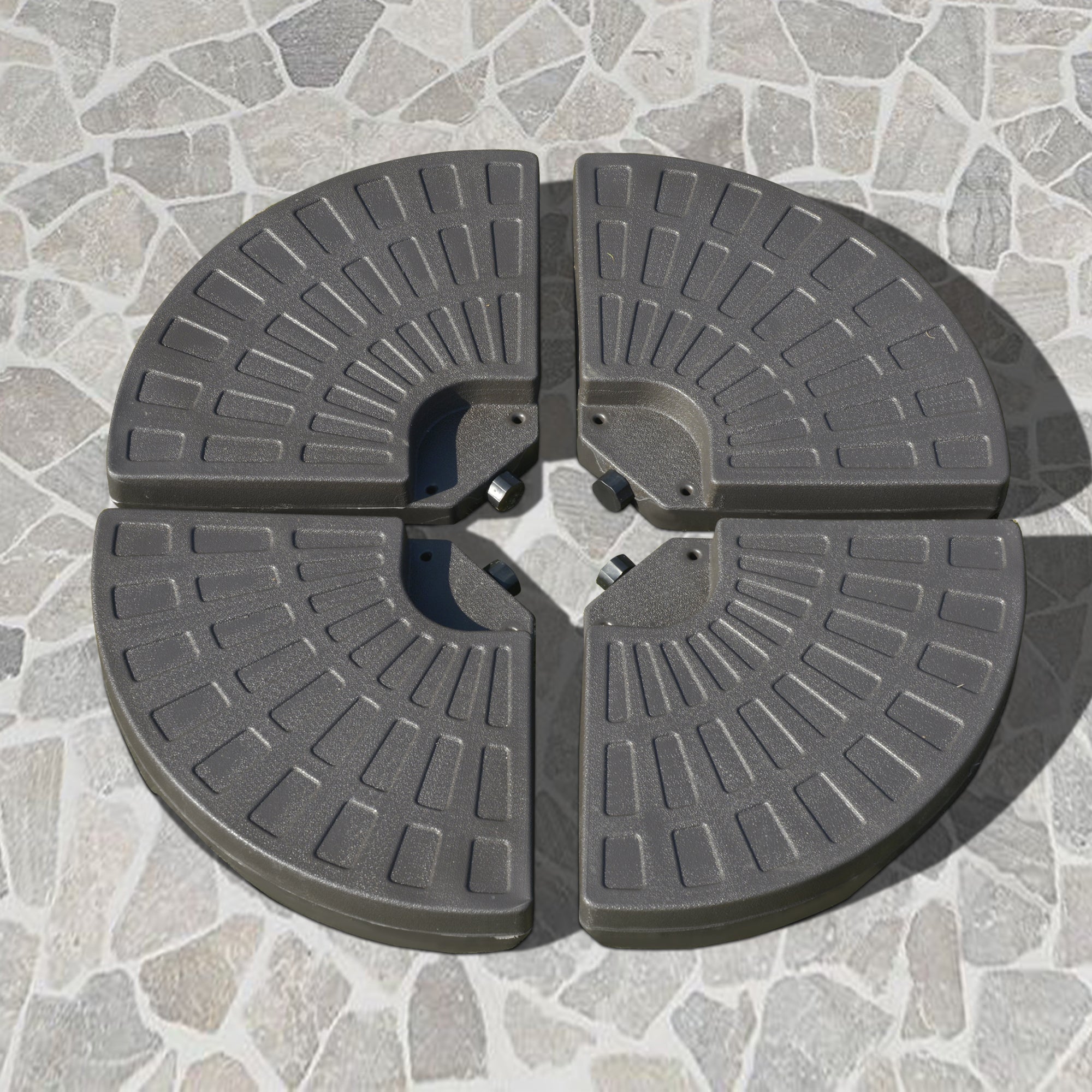 4 Pieces Cantilever Patio Umbrella Base, Fan Shaped Umbrella Weight w/ Built-In Handles & Rugged Material, 148 lbs Water and 220 lbs Water and Sand, Coffee