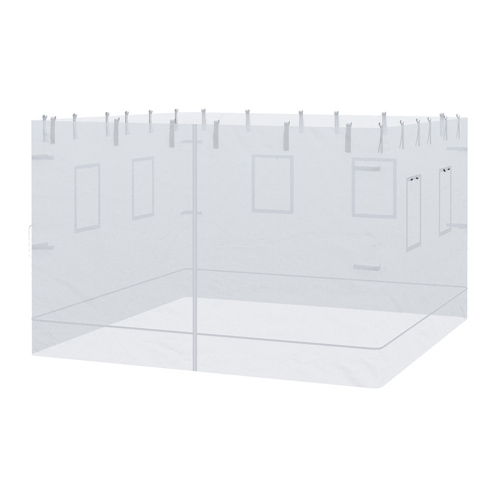 Canopy Screen Walls, Replacement Netting with 6 Service Windows and 1 Door, for 10' x 10' Canopy Tent, White