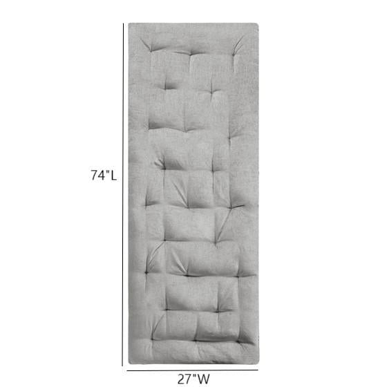 Lightweight Poly Chenille Floor Pillow Cushion with Tufted Detailing, Travel Wrap, Versatile Long Lounger for Relaxing, 74" L x 27" W x 3" H, Gray