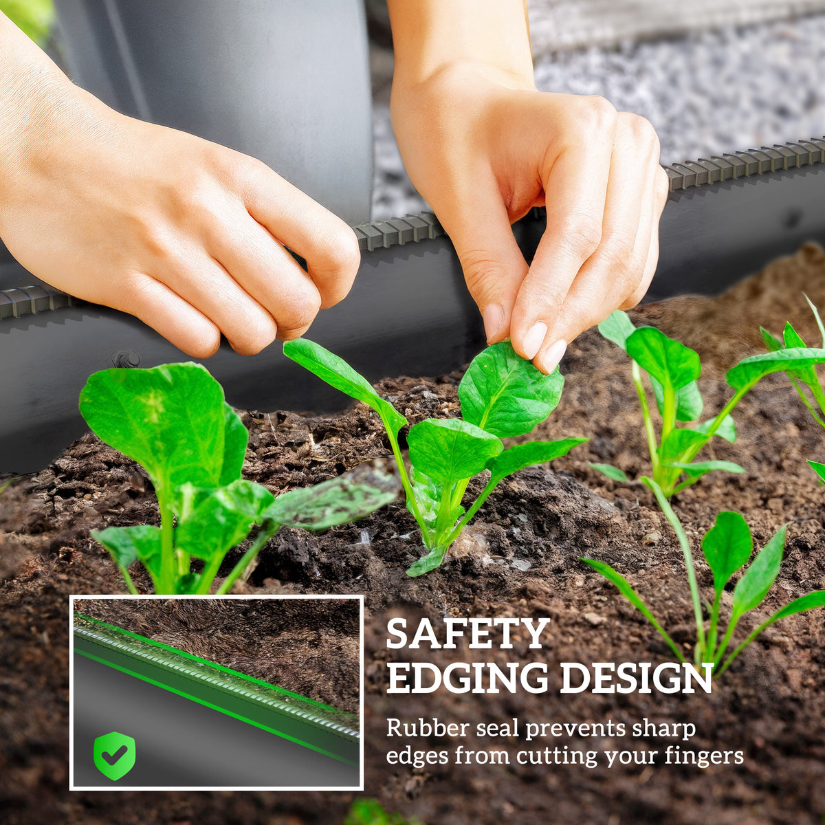 4.9' x 2' x 1' Galvanized Raised Garden Bed Kit, Metal Planter Box with Safety Edging, Dark Gray