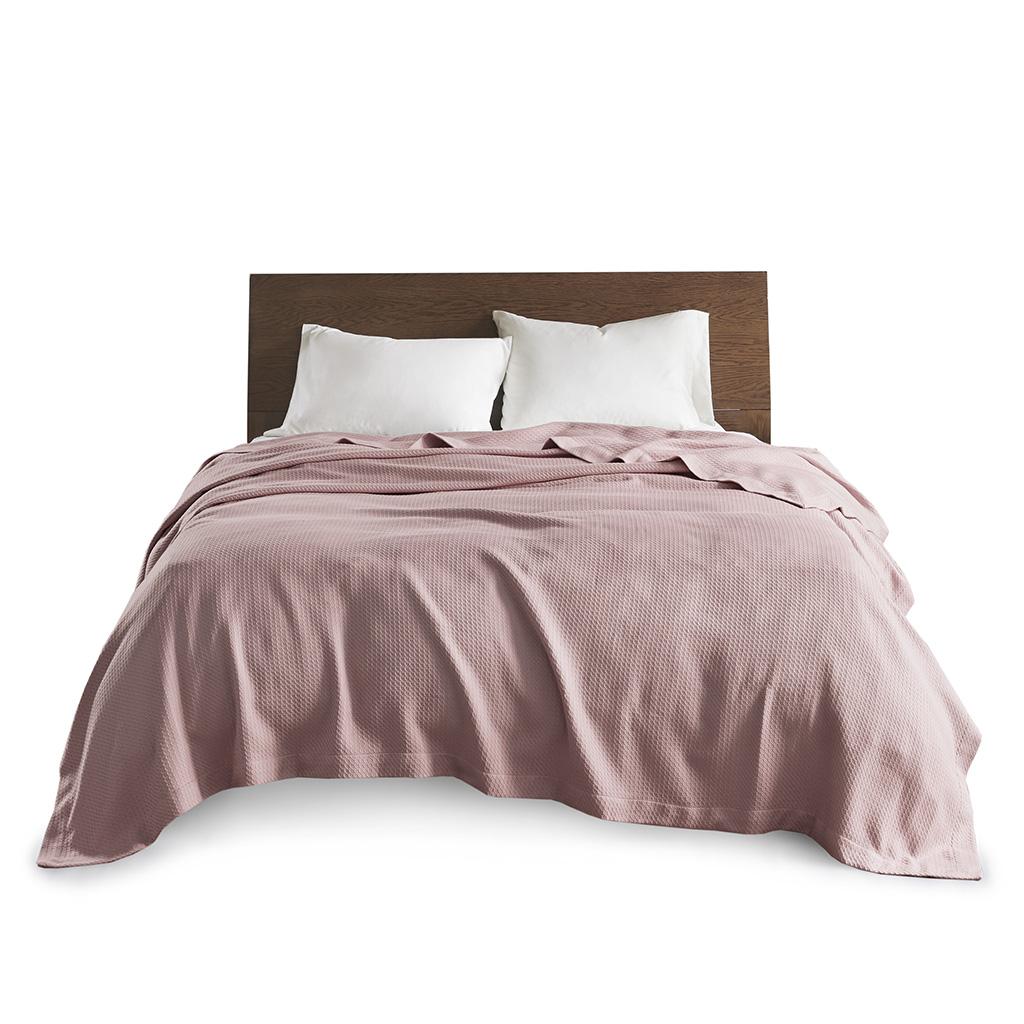 Machine Washable Egyptian Cotton Blanket with Breathable Weave, OEKO-TEX Certified, Perfect for Any Room, 90" L x 66" W x 0.25" H, Rose