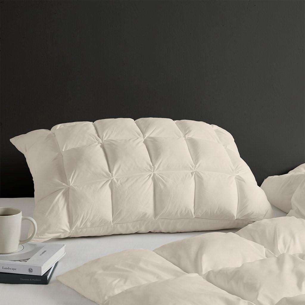 Luxuriously Soft Standard Overfilled Pillow Protector with 100% Polyester Microfiber, Zipper Closure, 3D Puff Stitching, 28" L x 20" W x 0.13" H, Beige