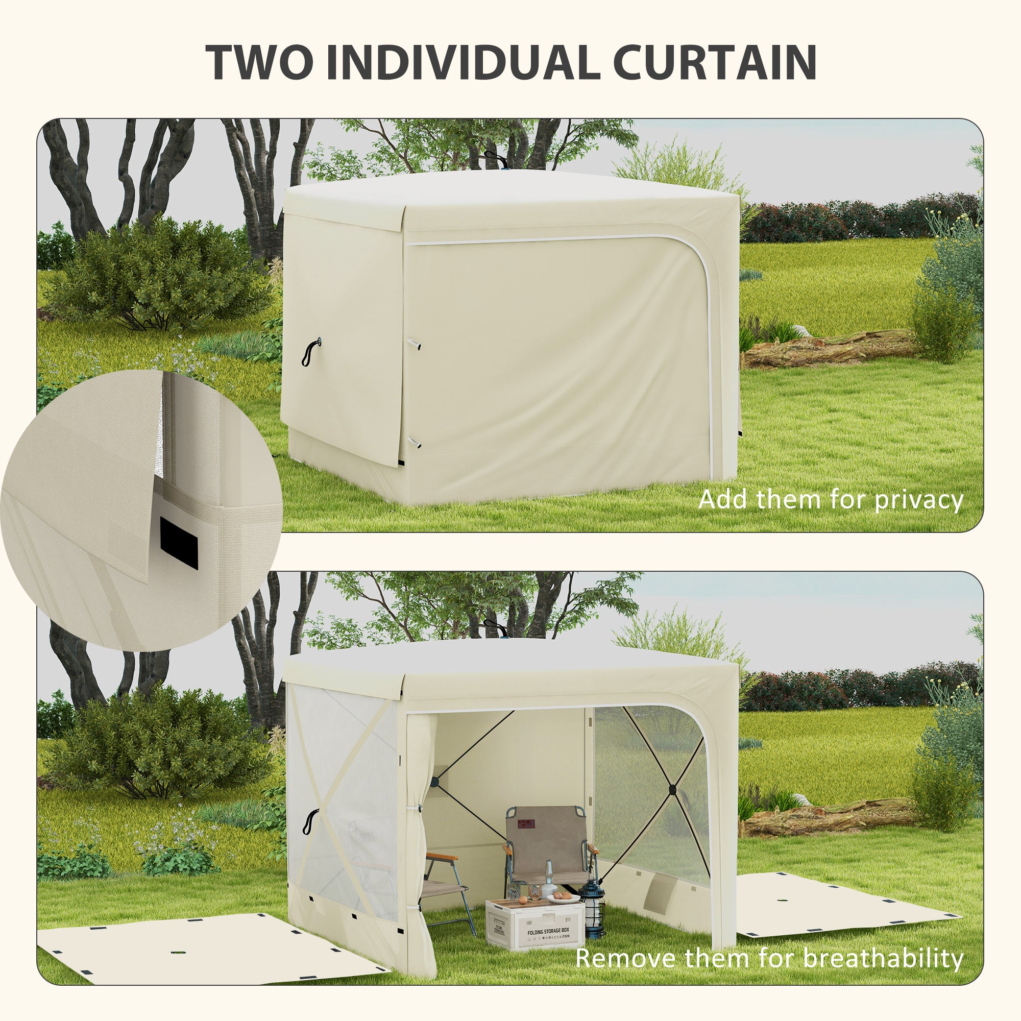 7' x 8' Pop Up Canopy Tent, Camping Tent Sun Shade Shelter with Curtains, Nettings and Carrying Bag, UV-Resistant
