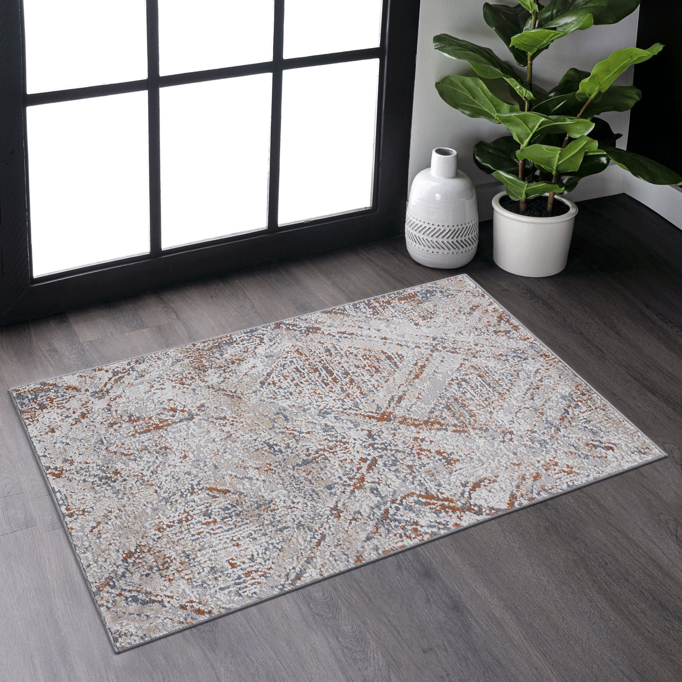 Naar 2x3 Geometric Stain-Resistant Area Rug with Non-Shedding Design and Cotton Backing, Kid and Pet-Friendly Carpet, 36" L x 24" W x 0.3" H, Beige