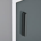 Bathroom Medicine Cabinet with Shelves Inside & On Door, Locking Medical Cabinet for Child & Pet Safety, First Aid Bathroom Wall Cabinet, White and Gray
