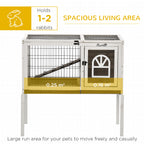Wood Rabbit Hutch, Elevated Guinea Pig Cage with Run, Coffee