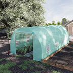 20' x 10' x 7' Walk-In Tunnel Greenhouse with Zippered Door & 8 Mesh Windows, Large Garden Green House Kit, Galvanized Steel Frame, Green