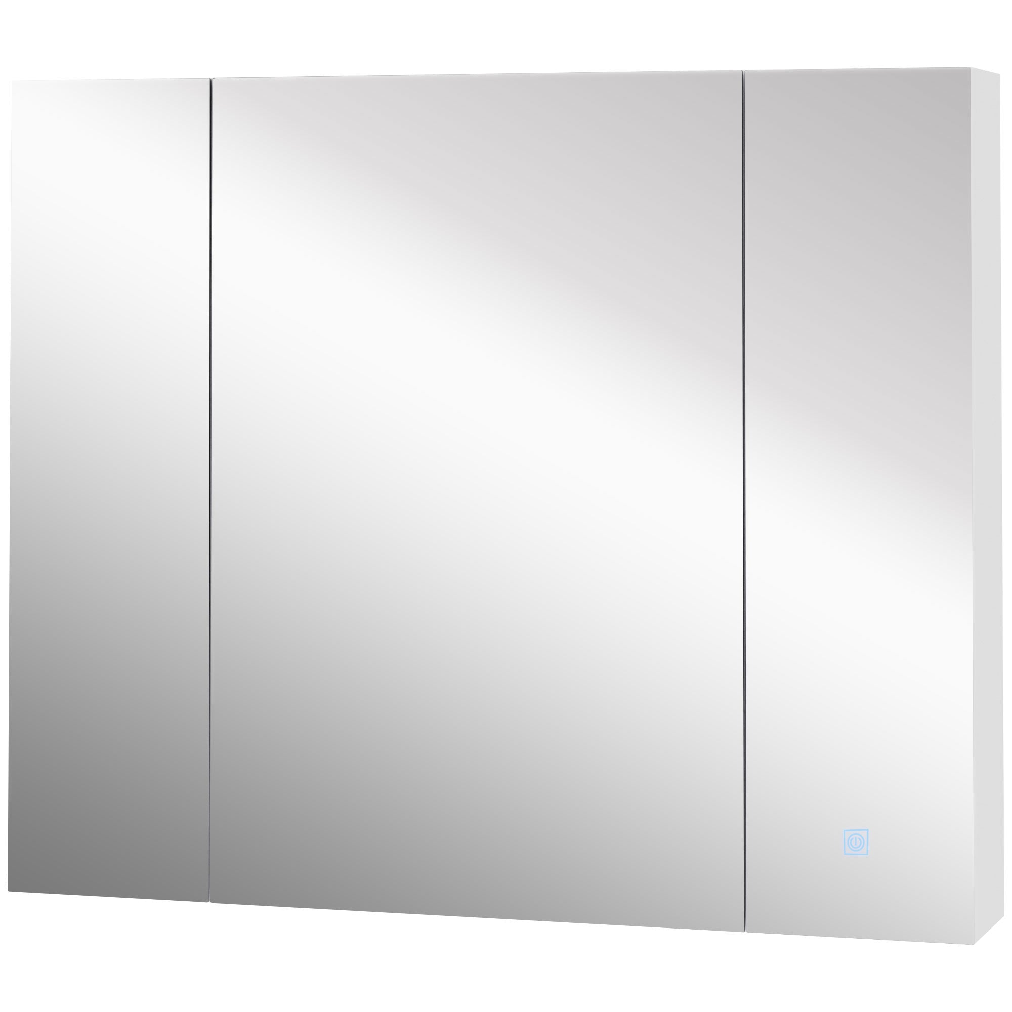 LED Medicine Cabinet, Wall-Mounted Bathroom Vanity Mirror Organizer with Dimmer Touch Switch, USB Charged, White