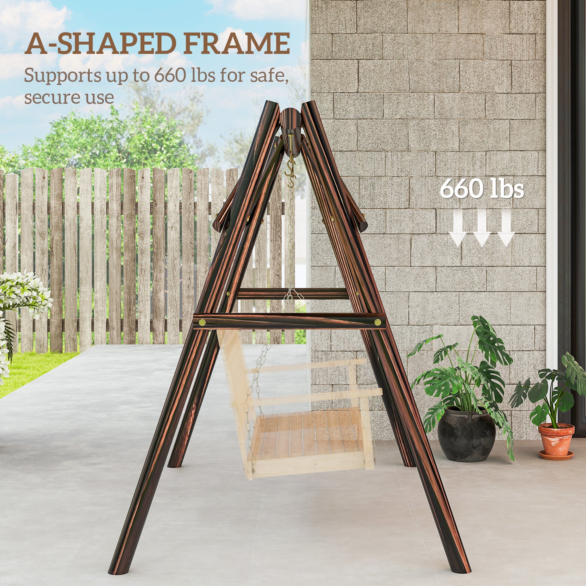 660 lbs Porch Swing Frame, A-Frame Hanging Chair Stand Only for DIY Painting, Swing Chair Stand for Backyard, Patio