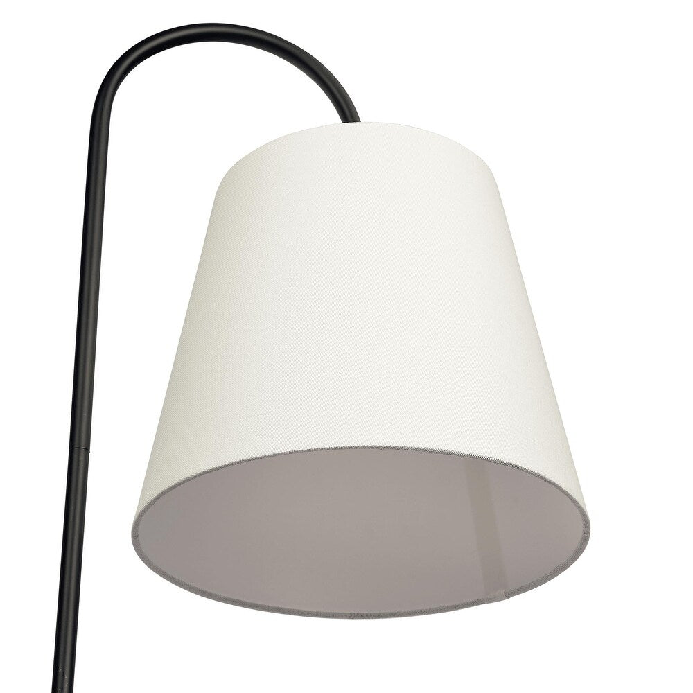 Seoul Floor Lamp with Rotary Switch, Wood Table and Metal Base, 616" L x 11" W x 60" H, Black+White