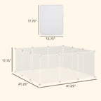 Pet Playpen DIY Small Animal Cage Open Enclosure Portable Plastic Fence 12 Panels for Guinea Pig Hedgehog White, 18" x 14"