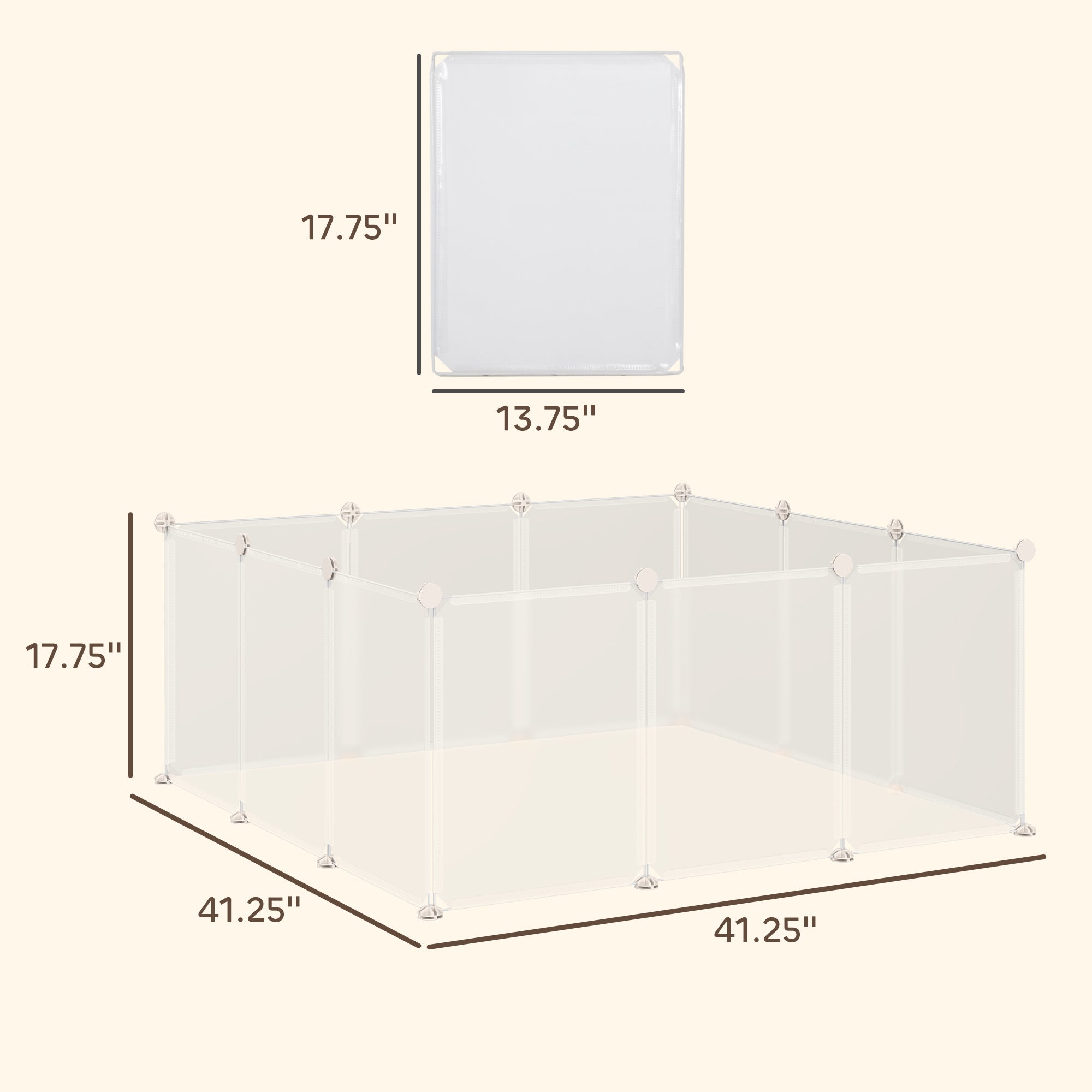Pet Playpen DIY Small Animal Cage Open Enclosure Portable Plastic Fence 12 Panels for Guinea Pig Hedgehog White, 18" x 14"