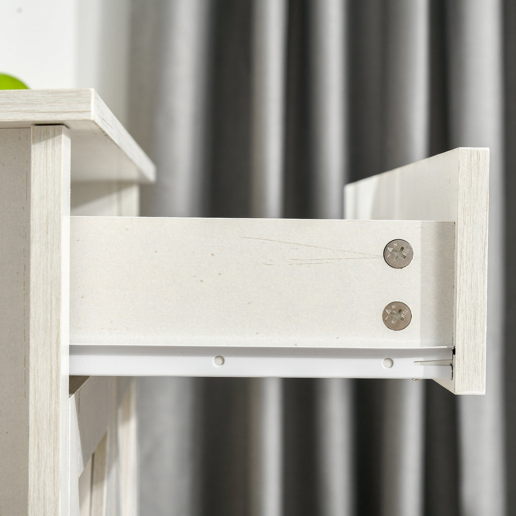 Farmhouse Sideboard Cabinet with Barn Doors Kitchen Buffet Cabinet with Drawer and Adjustable Shelf Stone White Wash