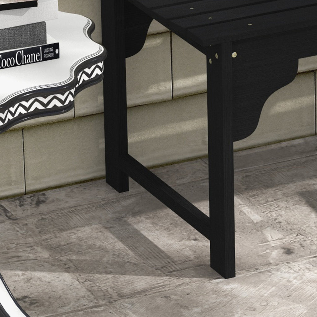 Slatted Wooden Garden Bench, Curved Seat Front Porch Bench, Black