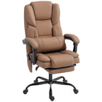 Office Chair with Massage, Pet-Friendly Faux Leather Reclining Desk Chair with Lumbar Support, Footrest, Brown