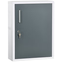 Bathroom Medicine Cabinet with Shelves Inside & On Door, Locking Medical Cabinet for Child & Pet Safety, First Aid Bathroom Wall Cabinet, White and Gray