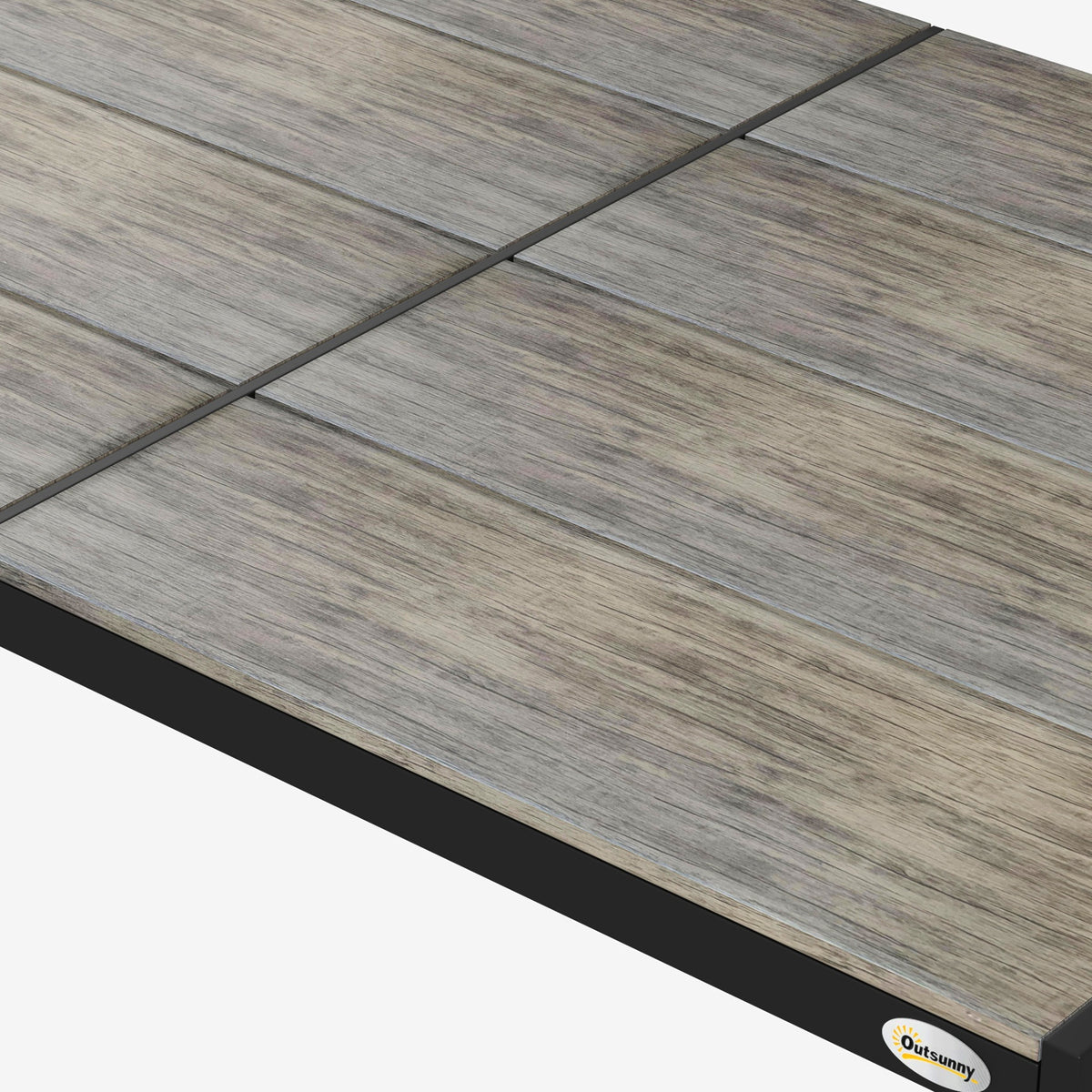 Patio Table for 6 with Aluminum Frame, Faux Wood Tabletop, Rectangular Outdoor Table for Backyard, Lawn, Balcony, Gray