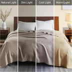 King Size Egyptian Cotton Bedding Blanket with OEKO-TEX Certified, Ideal for Any Bedroom or Living Room Setting, 108" L x 90" W x 0.25" H, Khaki