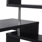 94" 5 Tier L-Shaped Computer Desk Rotating Writing Table Corner Desk with Display Shelves and Stainless Steel Frame, Black