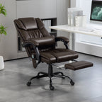Massage Office Chair with 6 Vibrating Points, High Back Reclining Office Chair with Footrest and Remote, Brown