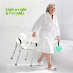 Shower Chair, Mobility Medical Grade Bath Chair, Adjustable Shower Bench with Removable Armrests for Seniors, Handicap, Disabled