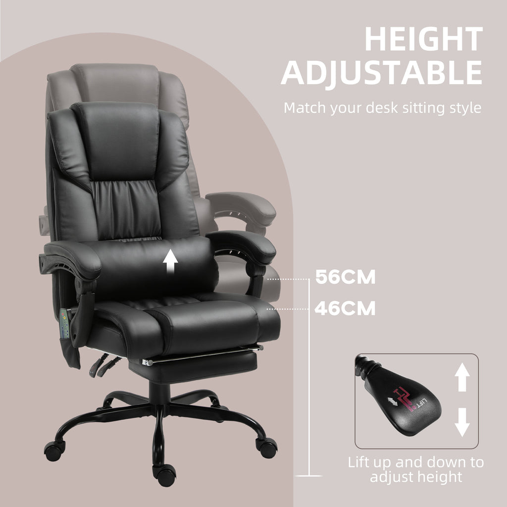 Massage Office Chair with 6 Vibrating Points, High Back Reclining Office Chair with Footrest and Remote, Black