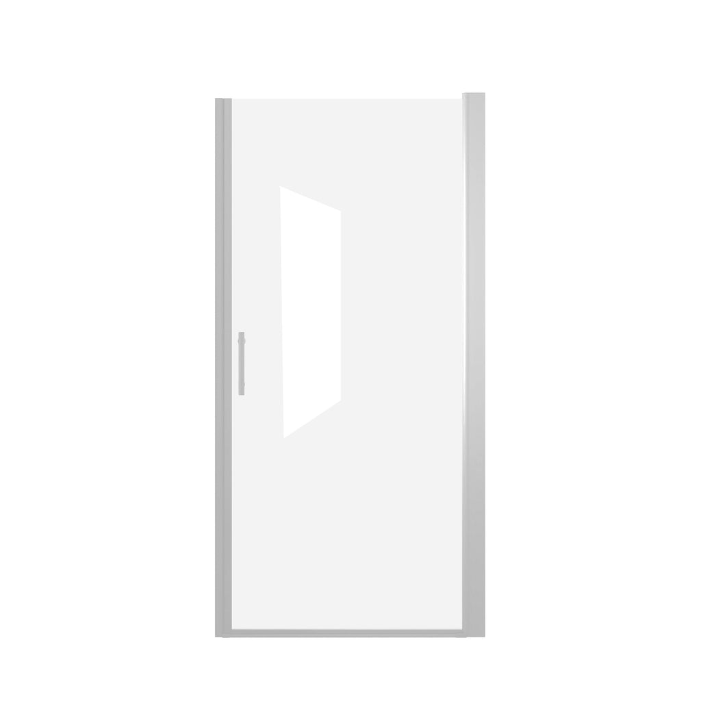 36” Pivot Shower Door with Explosion-Proof Film and Tempered Glass, Bathroom Door with Stainless Steel Handle, 36" L x 0.5" W x 72" H, Chrome