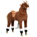 Kids Ride-on Walking Horse with Easy Rolling Wheels, Soft Huggable Body, & a Large Size for Kids 3-9 Years
