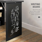 Fold-out Convertible Home Office Desk, Wall Mount Computer Desk with Blackboard and Side Shelf, Black