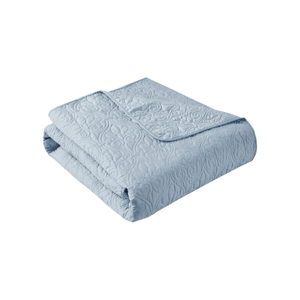 Oversized Quilted Throw Blanket with 100% Cotton Fill, Stitch Pattern, Machine Washable, Perfect for Any Décor, 70" L x 60" W x 0.25" H, Blue