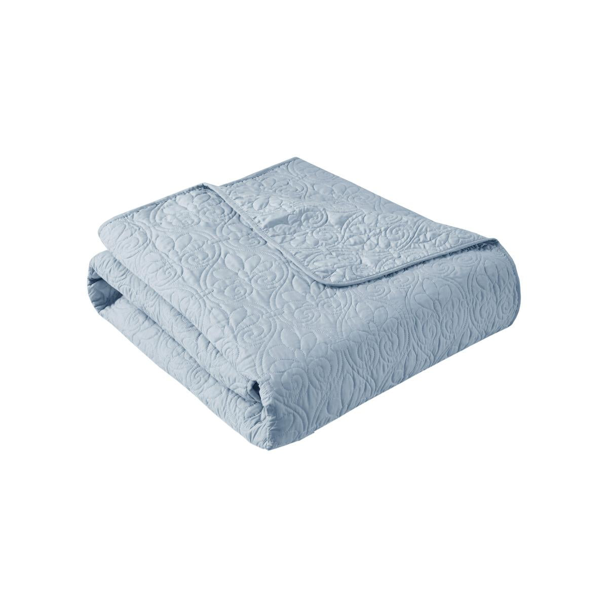 Oversized Quilted Throw Blanket with 100% Cotton Fill, Stitch Pattern, Machine Washable, Perfect for Any Décor, 70" L x 60" W x 0.25" H, Blue