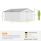 Garden Metal Shed, Storage Shed Utility Storage with Double Locking Doors for Bike, Yard Tools, White