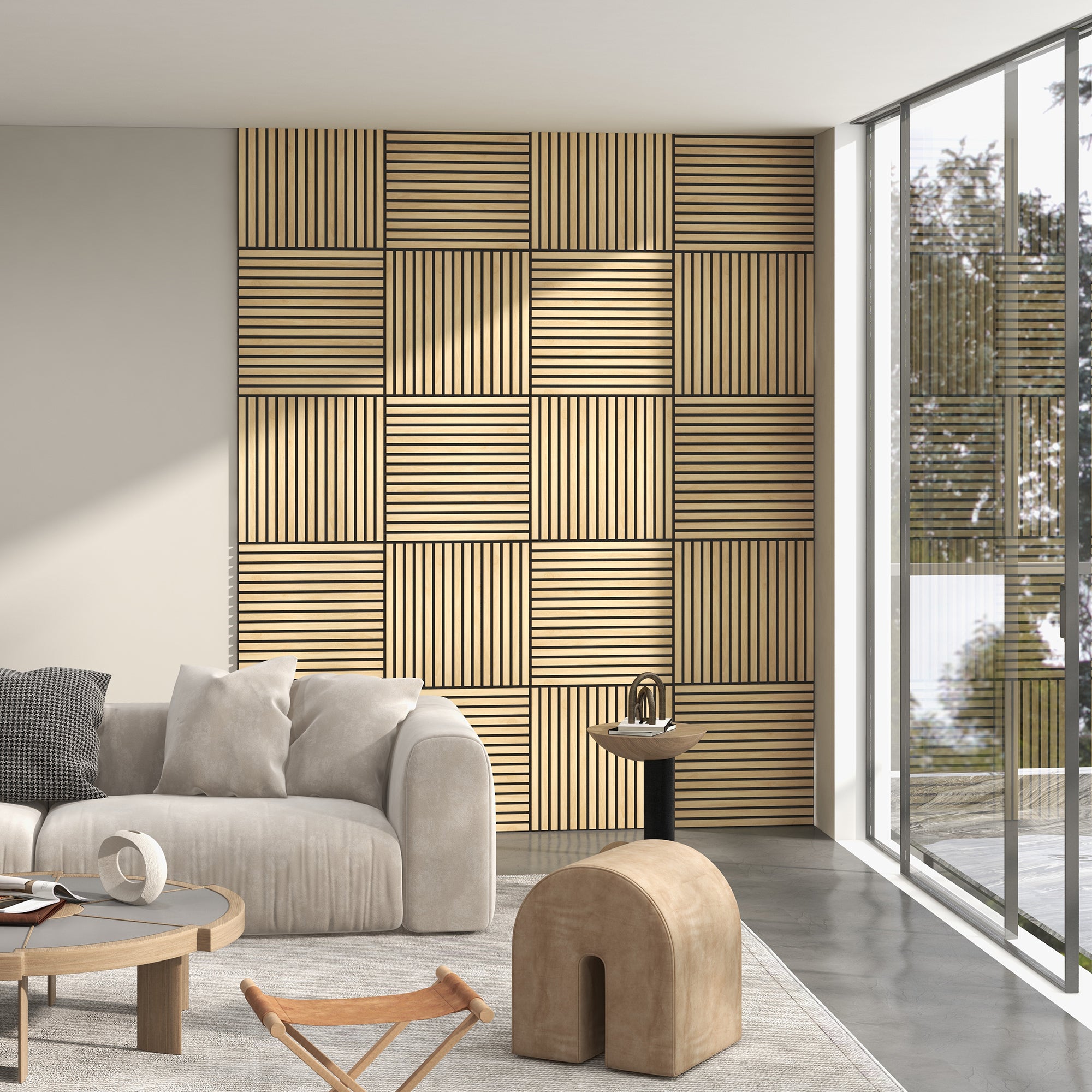 24" x 24" Wood Panels for Wall, 4 Pack Acoustic Panels, Sound Absorbing Slat Wall for Wall Decor, Home, Oak