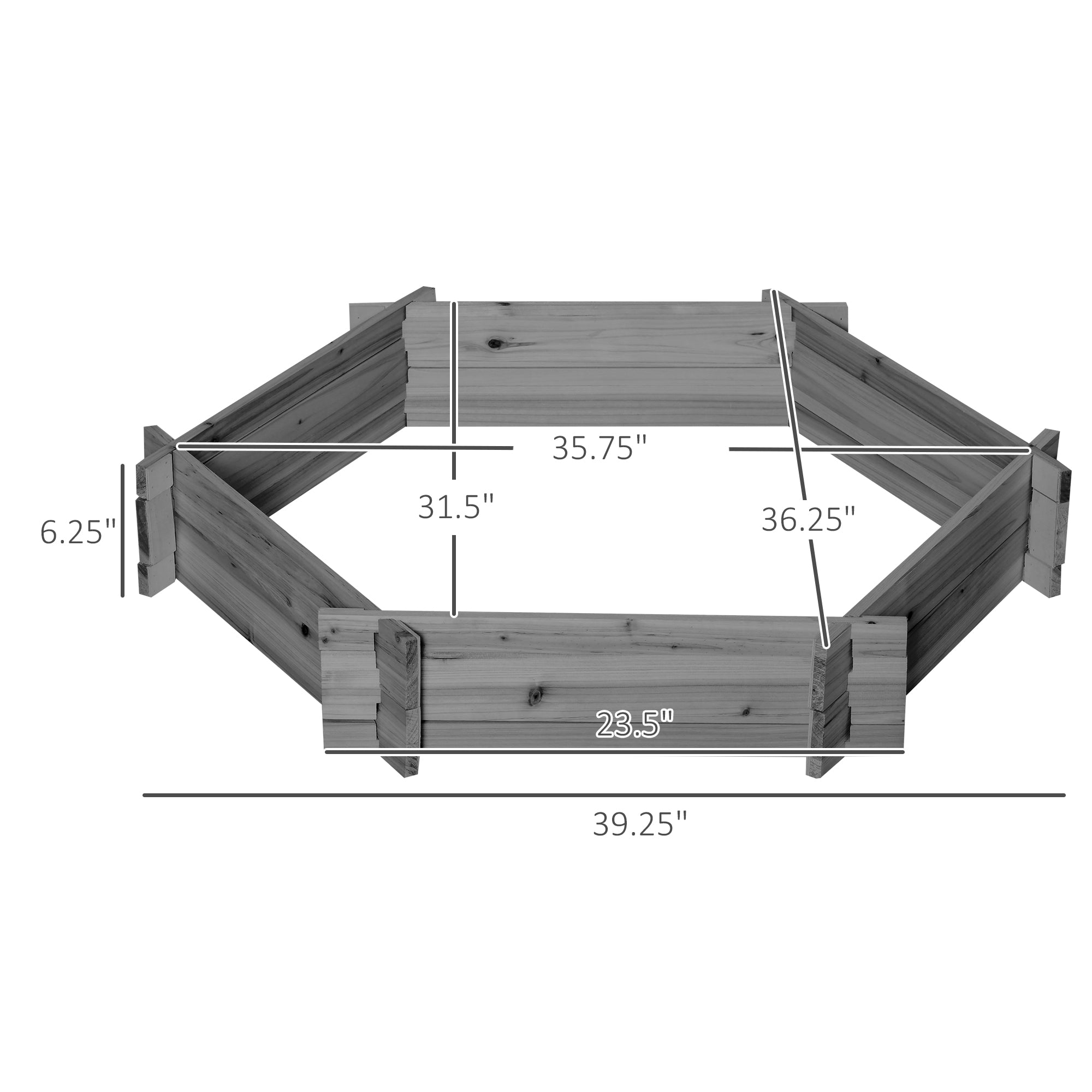 39" x 36" Screwless Raised Garden Bed, Hexagon Planter Box for Outdoor Plants, Vegetables, Flowers, Herbs, Gray