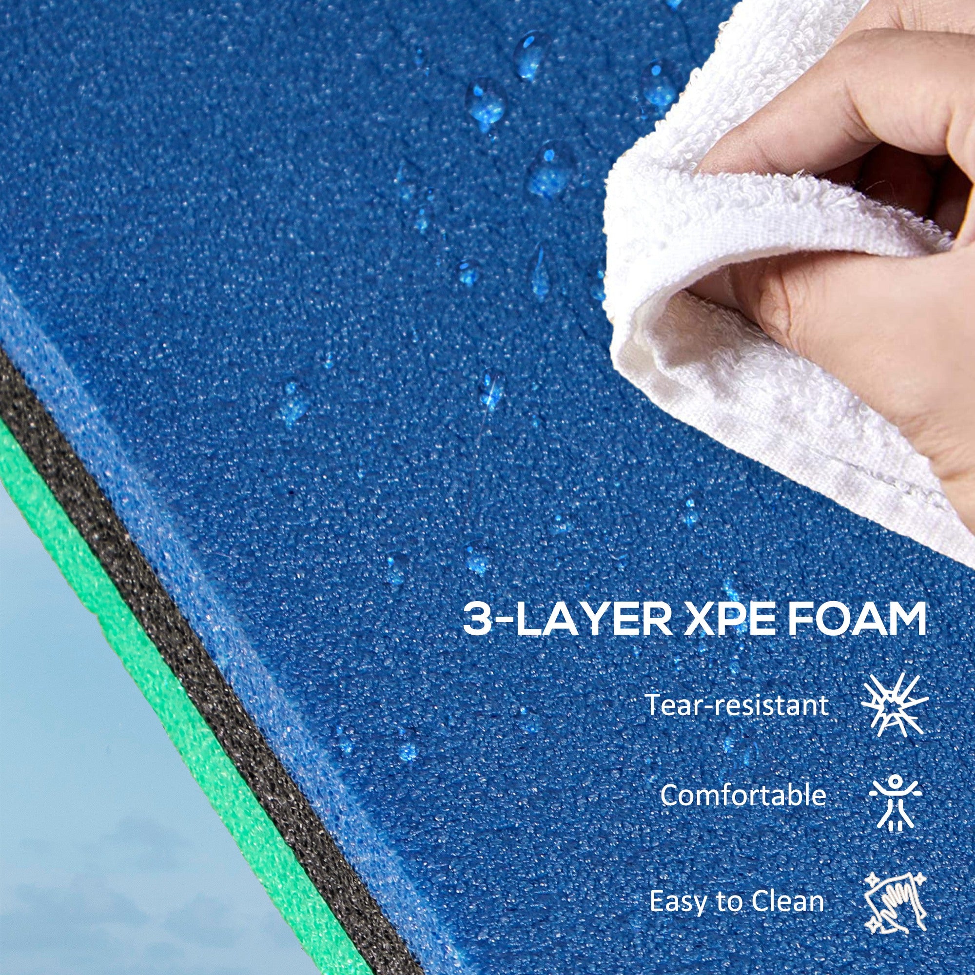 9' x 6' Lily Pad Water Mat for 2 Adults, Floating Water Pad for Lake, Pool, Ocean, Beach, and Boating, Green