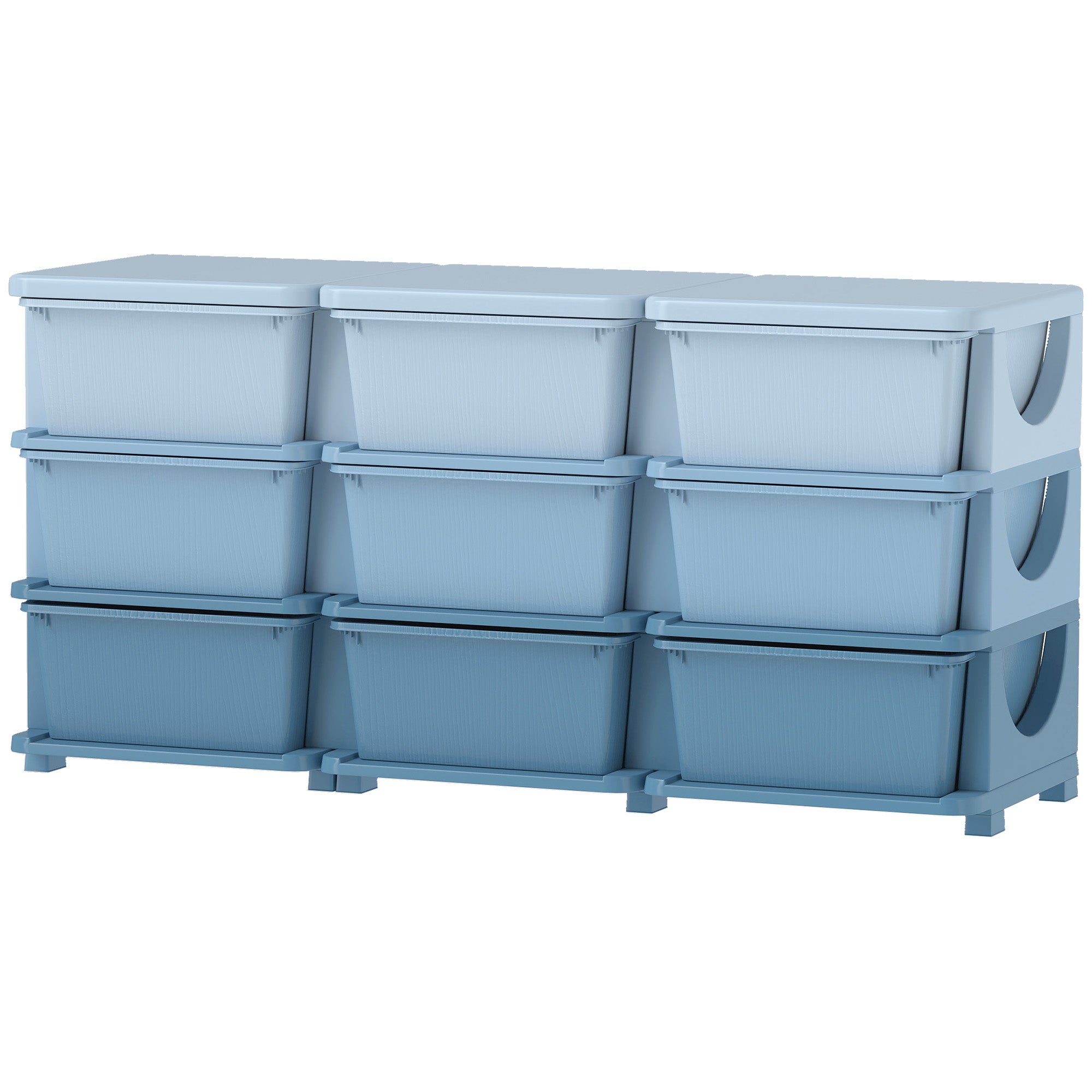 29.5" 3 Tier Kids Storage Unit Dresser Tower w/ 9 Drawers, Blue
