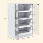 4-Tier Media Cabinet, Media Stand with Adjustable Shelves, Tempered Glass Doors, and Cable Management, Distressed White