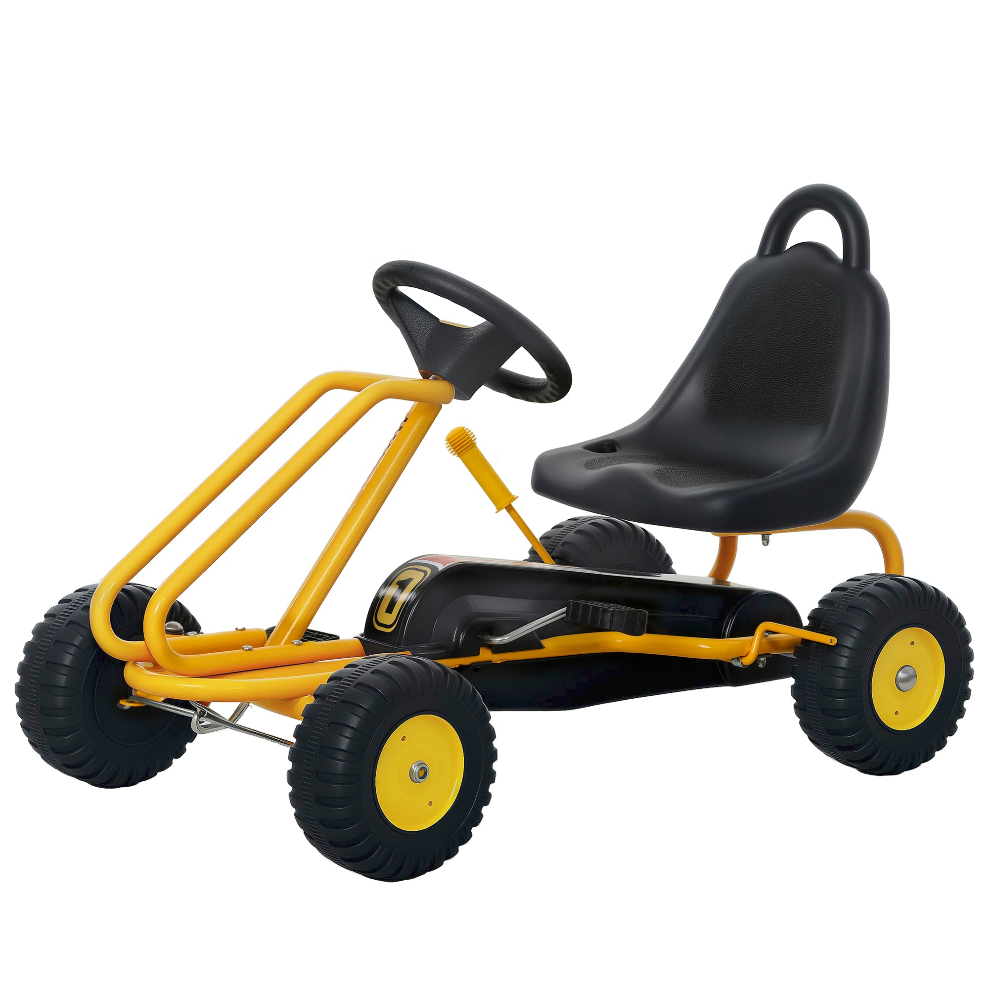 Go Kart for Kids, 4 Wheel Pedal Go Cart with Adjustable Seat, Safety Hand Brake for Boys Girls 3-6 Years, Yellow