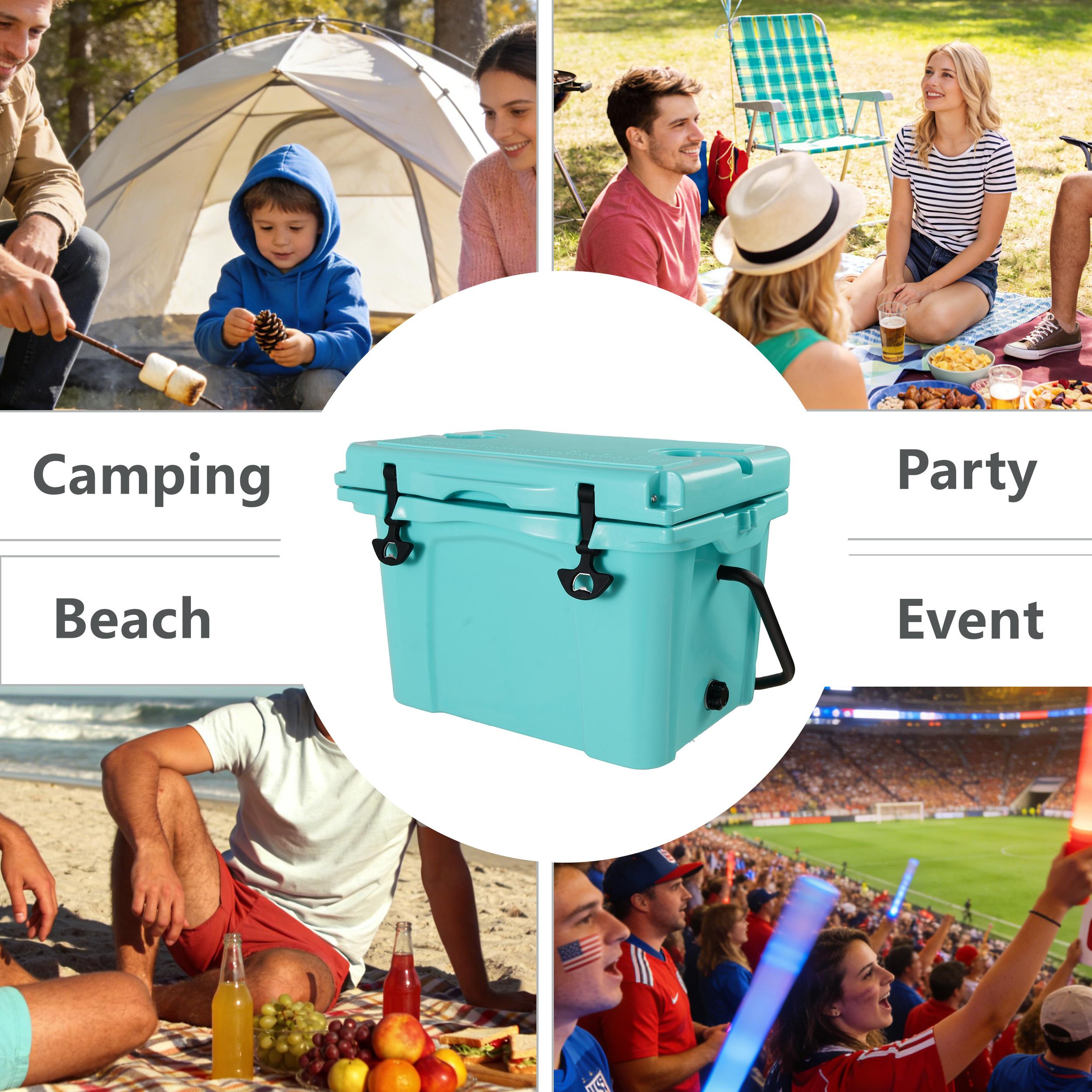 25QT Portable Insulated Hard Cooler with 5-7 Day Ice Retention, Camping Cooler Box for Outdoor Use, 21.5″ L x 15.5″ W x 15.5″ H, Turquoise