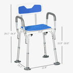 EVA Padded Shower Chair with Arms and Back, Bath Seat with Adjustable Height, Anti-slip Shower Bench for Seniors and Disabled, Tool-Free Assembly, 299lbs